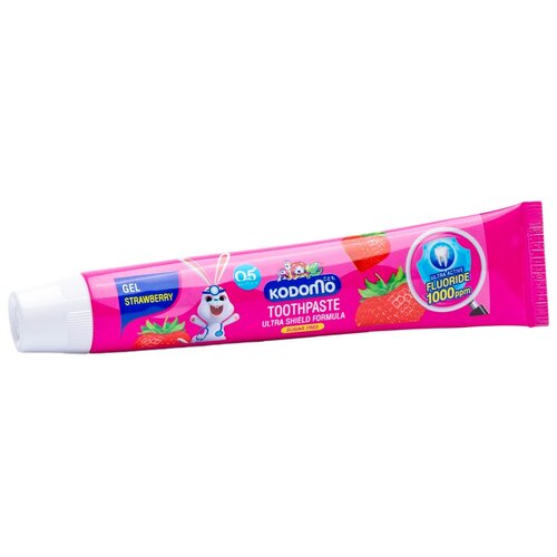 Зубная паста LION Kodomo гелевая с ароматом клубники, 40 мл, 40 г, розовый kodomo гелевая с ароматом клубники