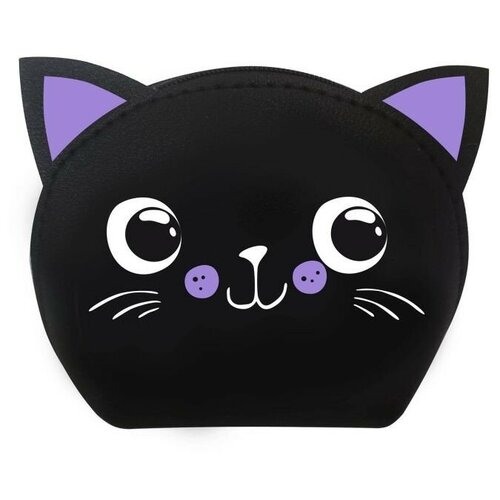 фото Кошелёк для банкнот и монет "черный кот" (фиолетовые ушки) феникс+