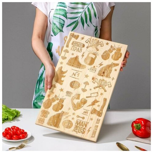 фото Доска разделочная "уверенность", массив сосны, 50 × 30 × 2 см mikimarket