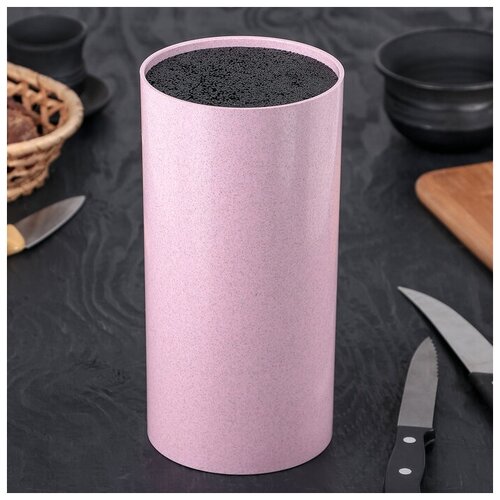 Подставка для ножей с наполнителем Доляна «Нежность», 22×11 см, цвет розовый (1шт.)