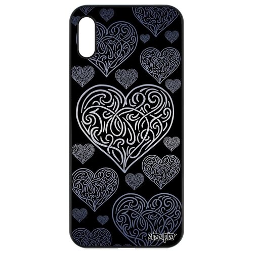 фото Противоударный чехол на мобильный // honor 8a // "сердце" дизайн love, utaupia, черный