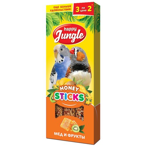 Happy Jungle Палочки мед с фруктами лакомство для птиц 50 гр (2 шт)