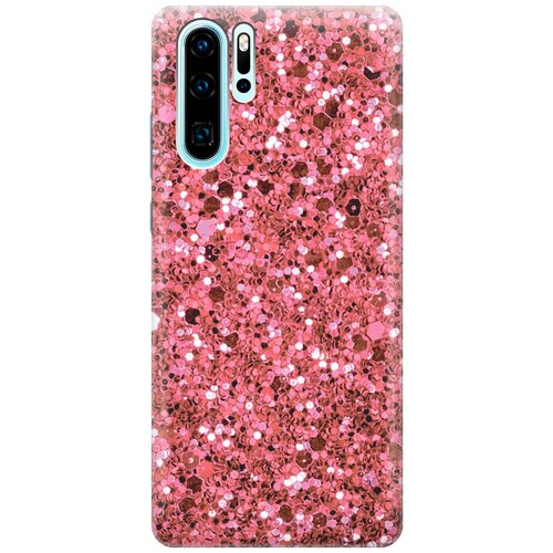 фото Силиконовый чехол на huawei p30 pro / хуавей п30 про с эффектом блеска "розовые пайетки gosso
