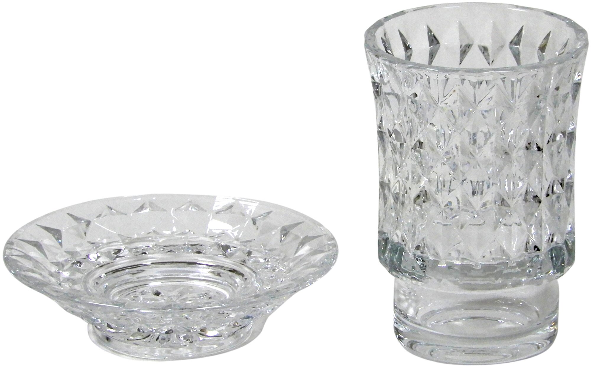 Набор мыльница стеклянная круглая и стакан для зубных щеток AICITY дизайнерские запасные