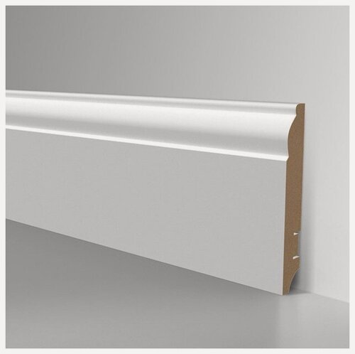 Изображение товара Плинтус Hannahholz 16х100 мм ударопрочный напольный белый мдф высокий под покраску широкий KW100305-1 шт