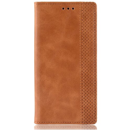 фото Премиальный элитный чехол-книжка mypads из качественной импортной кожи с мульти-подставкой и визитницей для oppo realme 7 pro ретро светло-коричневый