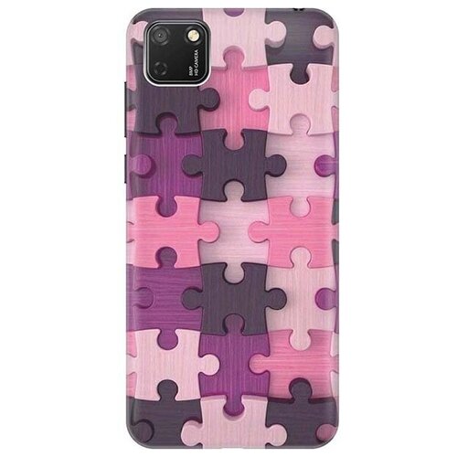 фото Ультратонкий силиконовый чехол-накладка для huawei y5p / honor 9s с принтом "сиреневый паззл" gosso