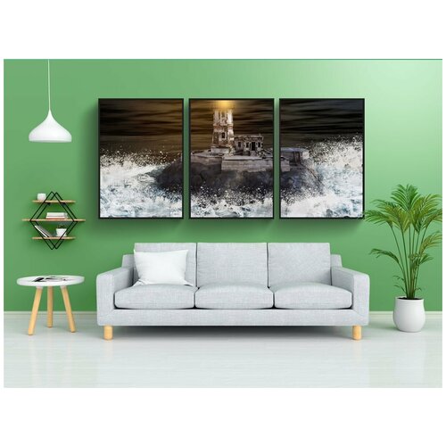 фото Набор модулных постеров для интерьера "маяк, море, океан" 60x90 см. в тубусе, без рамки lotsprints