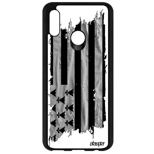 фото Противоударный чехол на смартфон // huawei p smart 2019 // "флаг бретани на ткани" патриот стиль, utaupia, белый