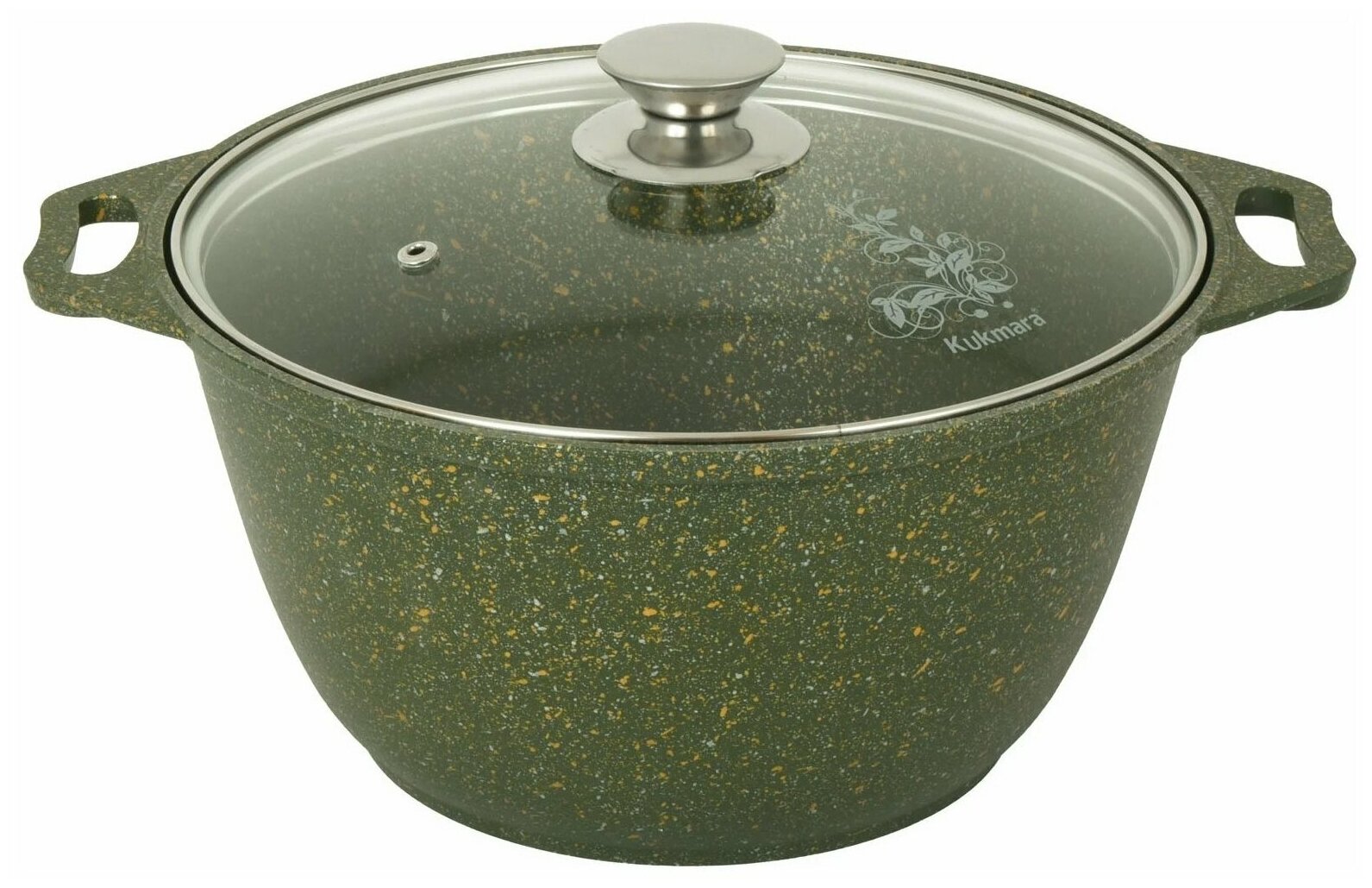Кастрюля литая 4,0л стеклянная крышка Trendy style malachite KUKMARA