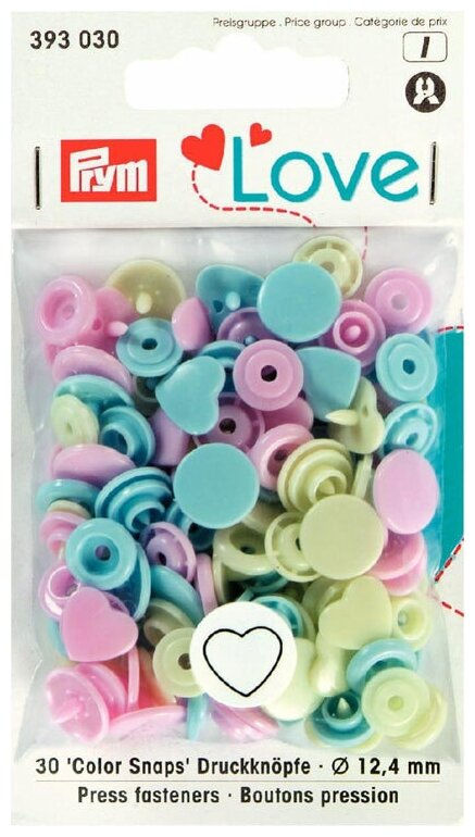 393030 Серия Prym Love - Кнопки Color Snaps, сердце 12,4мм, Prym