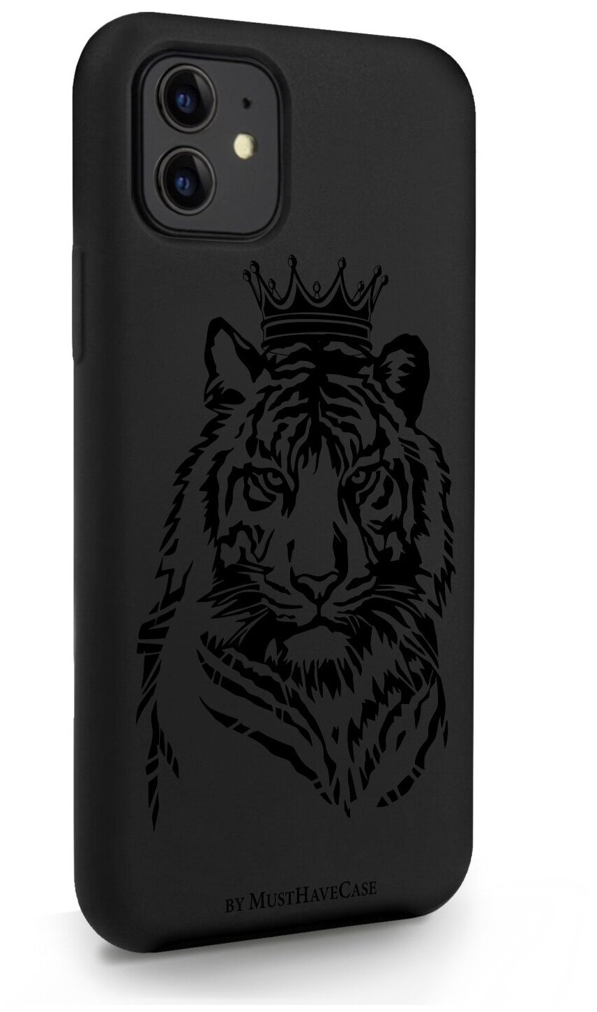 Черный силиконовый чехол MustHaveCase для iPhone 11 Тигр с Короной для Айфон 11
