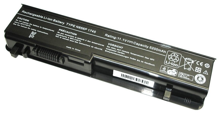 Аккумуляторная батарея для ноутбука Dell Studio 1745 (U150P) 11.1V 5200mAh черный OEM