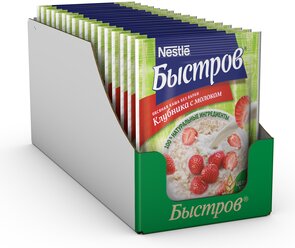 Быстров Каша овсяная Клубника с молоком без варки, порционная (17 шт.), 1 уп.