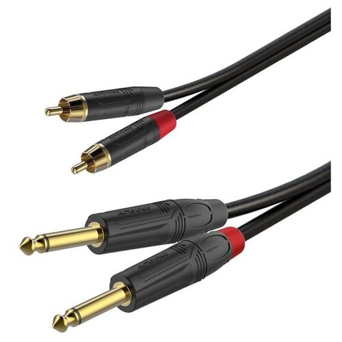 Кабель аудио 2xJack - 2xRCA Roxtone GPTC200/1 1.0m roxtone racc150 1 аудио кабель 2 x rca 2 x 6 3 mono jack 1 м