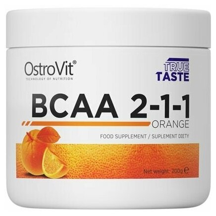 Аминокислоты BCAA ОстроВит БЦАА 2-1-1 OstroVit BCAA 2-1-1, 200 г, Апельсин