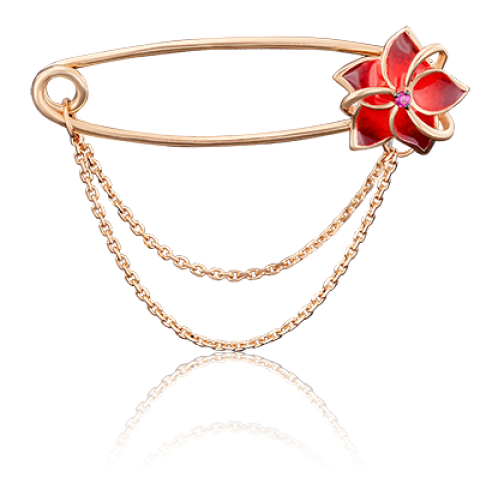 PLATINA jewelry Брошка из красного золота Цветок с фианитом 04-0128-00-404-1110-25