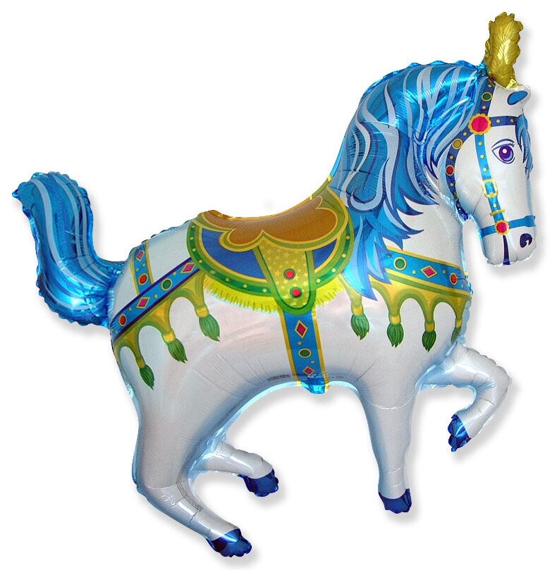 Шар (39'/99 см) Фигура, Цирковая лошадка, Синий, 1 шт.