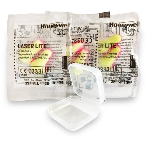 беруши honeywell howard leight max со шнурком упаковка 100 пар арт 3301130 Вкладыши Howard Leight Honeywell Laser Lite + кейс (индивидуальная упаковка), 3 пар