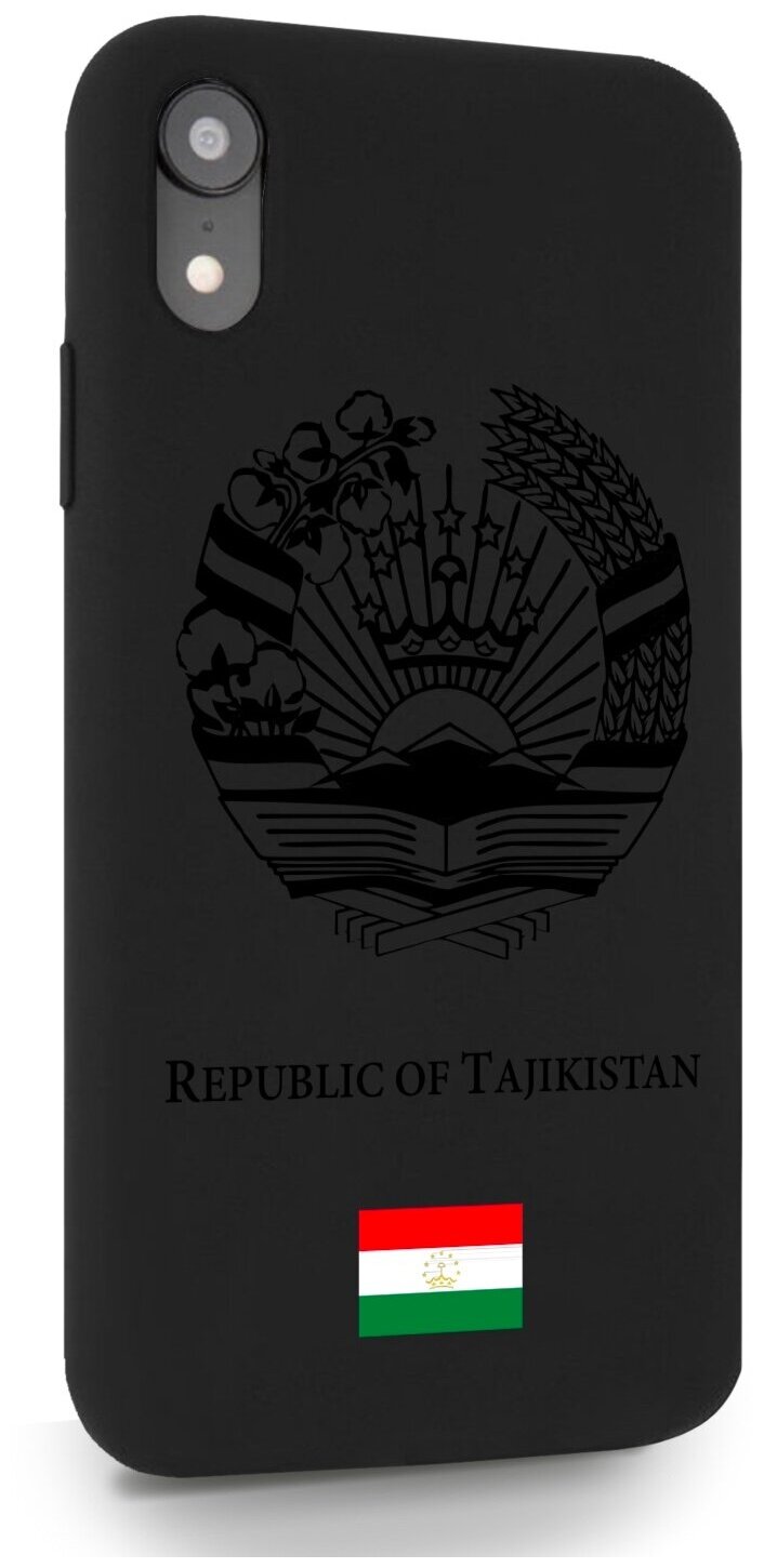 Черный силиконовый чехол SignumCase для iPhone XR Черный лаковый Герб Таджикистана для Айфон 10R