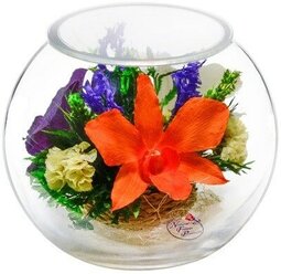 Стабилизированные цветы в стекле "Искренность" | композиция из орхидей в вакууме