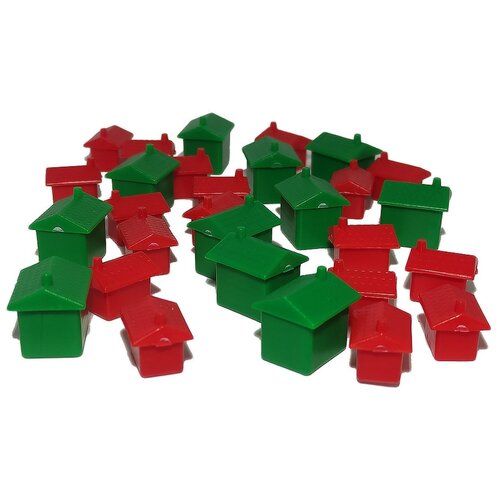 Домики для игры монополия большие зеленые и маленькие красные