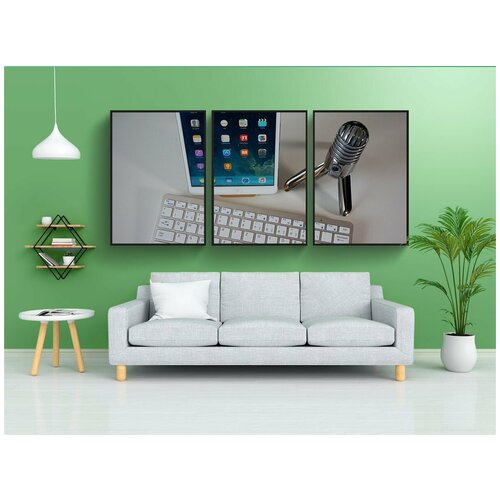 фото Набор модулных постеров для интерьера "микрофон, клавиатура, таблетка" 60x90 см. в тубусе, без рамки lotsprints