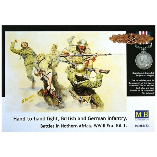 Master Box Сборная модель Рукопашный бой, Британская и Немецкая пехота, Бои в Северной Африке, Набор №1, 1/35 солдатики британская пехота