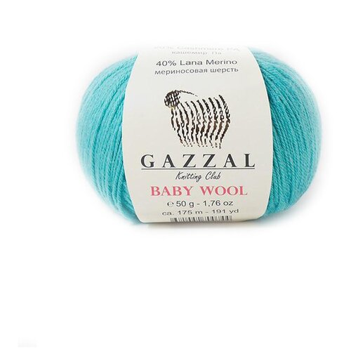 Пряжа для вязания GAZZAL BABY WOOL 50г/175м, 5 мотков, цвет 832, состав: 40% шерсть мериноса, 20% кашемир ПА, 40% акрил