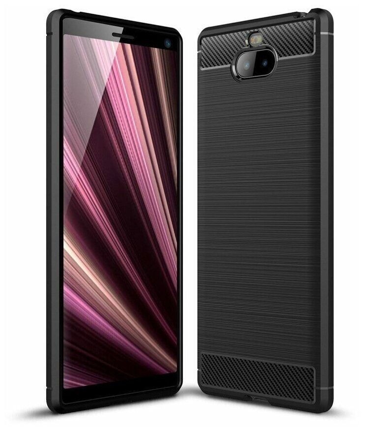 Чехол-накладка Carbon Fibre для Sony Xperia 10 (черный)