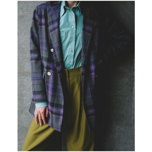 Пиджак SAKHARstyle, размер XS, фиолетовый, серый