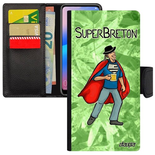 фото Чехол книжка на телефон // xiaomi redmi 6a // "супербретонец" юмор бретань, utaupia, светло-зеленый