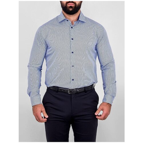 фото Рубашка мужская длинный рукав greg 223/139/1464/z/1*, полуприталенный силуэт / regular fit, цвет голубой, рост 174-184, размер ворота 39