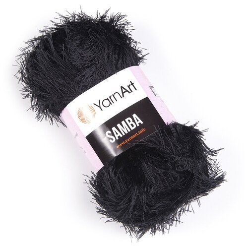Пряжа для вязания YarnArt Samba (ЯрнАрт Самба) - 2 мотка 02 черный, травка, фантазийная для игрушек 100% полиэстер 150м/100г