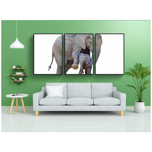 фото Набор модулных постеров для интерьера "слон, рога, уши" 60x90 см. в тубусе, без рамки lotsprints