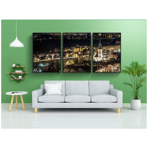 фото Набор модулных постеров для интерьера "берн, швейцария, розовый сад" 60x90 см. в тубусе, без рамки lotsprints