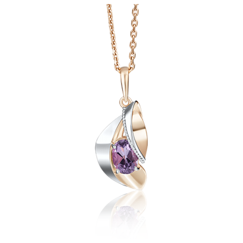 PLATINA jewelry Подвеска из комбинированного золота с аметистом 03-2761-00-203-1111-46