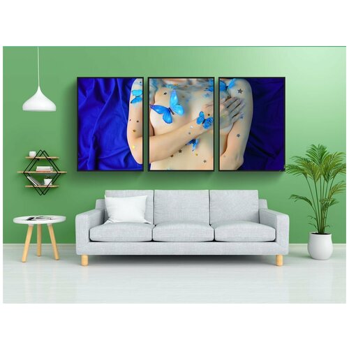 фото Набор модулных постеров для интерьера "женщина, бабочки, ню" 60x90 см. в тубусе, без рамки lotsprints