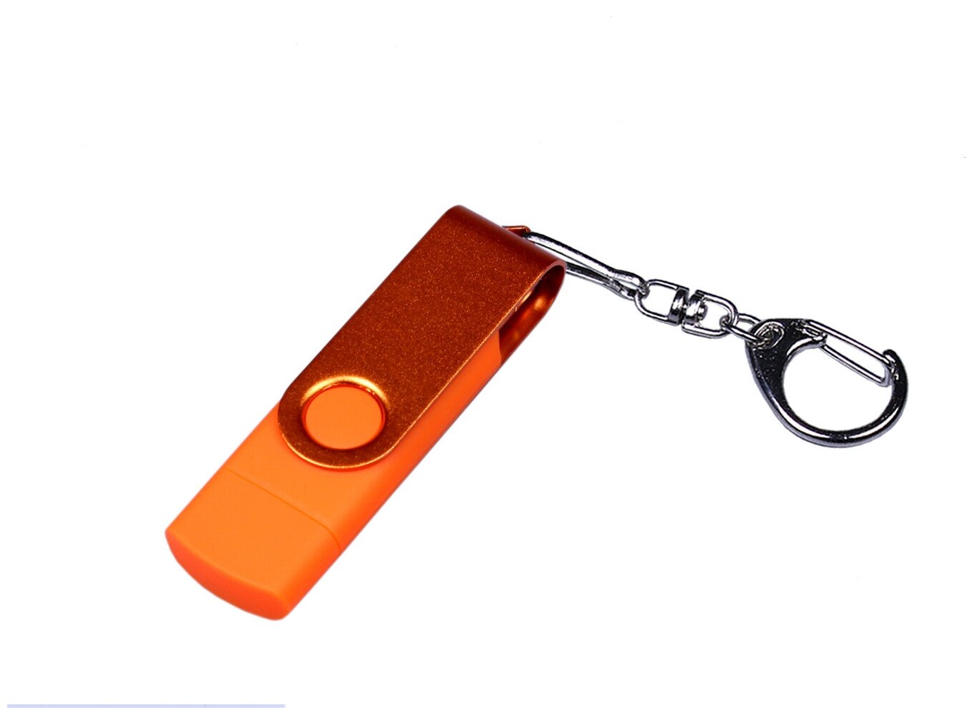 Поворотная флешка 3-в-1 (64 Гб / GB USB 2.0/USB Type-C/microUSB Оранжевый/Orange OTG-3-in-1_TypeC_031 под нанесение логотипа оптом)