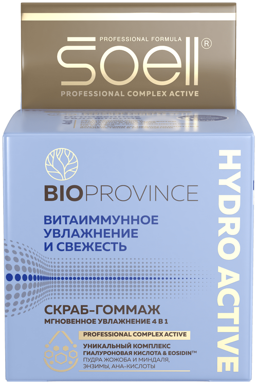 Soell Скраб-гоммаж BioProvince Мгновенное увлажнение 4 в 1 Hydro active, 100 мл