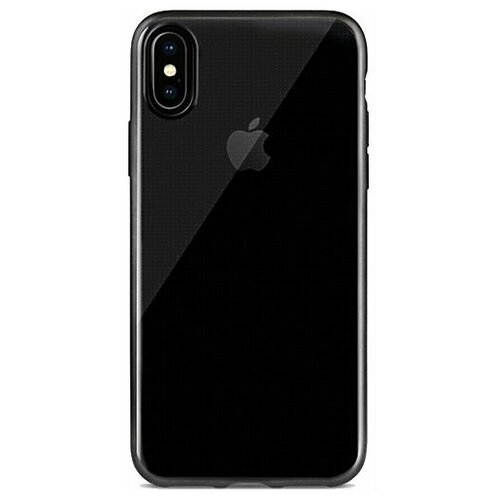 фото Силиконовый чехол-накладка для iphone x/xs uniq glacier frost, прозрачный/черный (ipxhyb-glcfblk)