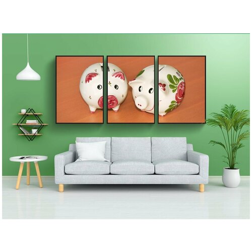 фото Набор модулных постеров для интерьера "копилка, деньги, копить" 60x90 см. в тубусе, без рамки lotsprints