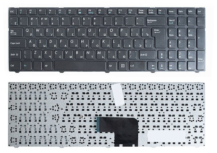 Клавиатура для ноутбука DNS Pegatron C15 черная с черной рамкой большой Enter
