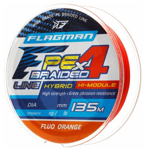 Шнур Flagman PE Hybrid F4 FluoOrange 135м 0.06мм