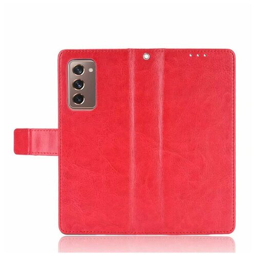 фото Чехол-книжка mypads для samsung galaxy z fold 2 (sm-f916b) из качественной импортной кожи с подставкой застёжкой и визитницей красный