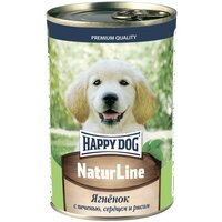 Влажный корм для щенков Happy Dog NaturLine, ягненок, печень, сердце, с рисом 20 шт. х 410 г