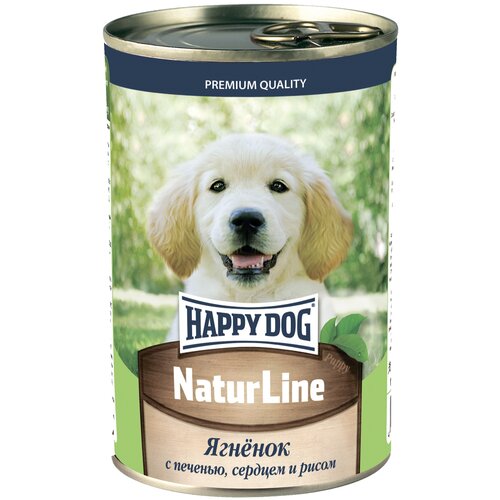 Влажный корм для щенков Happy Dog NaturLine, ягненок, печень, сердце, с рисом 20 шт. х 410 г