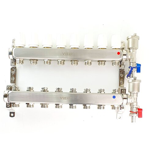 Коллектор для радиаторов 8 контуров в сборе распределительный 1x3/4 VIEIR коллектор для радиаторов 11 контуров в сборе распределительный 1x3 4 vieir