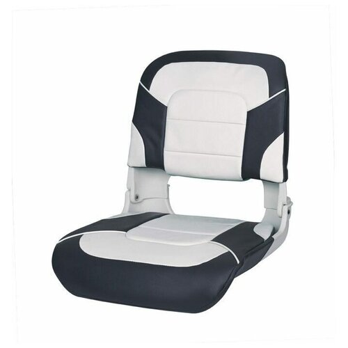 фото Сиденье пластмассовое складное с подложкой all weather high back seat, бело- чёрное newstarmarine