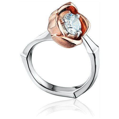 Кольцо помолвочное OBRUCHALKI.COM, серебро, 925 проба, Swarovski Zirconia, размер 16.5